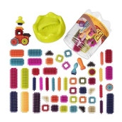 B. Toys- Bristle Block - Stackadoos- Sort & Stack Stem Building Blocks Set - 68 Interlocking Blocks- Toys For Toddlers, Kids - Storage Jar With Lid - 2 Years +