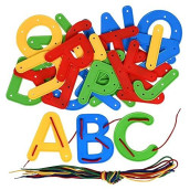 Ready 2 Learn Lacing Alphabet - Uppercase - 26 Letters - 8 Laces - Threading Toy For Kids - Fine Motor Skills, Letter Recognition And Early Spelling