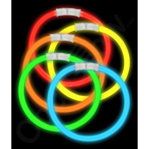 Fun Central 50 Pack - 8 Inch Glow Sticks Bracelet In Bulk Wholesale - Glowsticks Party Supplies With Glow In The Dark Bracelets And Connectors - Assorted Colors