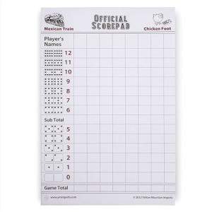 Yellow Mountain Imports Mexican Train And Chicken Foot Dominoes Scorepad/Scoring Sheets (8.2 X 5.5 Inches) - 60 Sheets