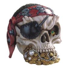 Stealstreet Ss-G-44015 Pirate Skull Head With Treasure Collectible Figurine Statue Decoration