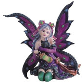 Stealstreet Ss-G-91408 Purple Fairy Kneeling With Black Cat Collectible Figurine Decoration