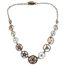 Elope Steampunk Single Chain Gears Costume Necklace