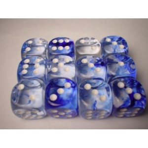 Chessex Dice D6 Sets: Nebula Dark Blue With White - 16Mm Six Sided Die (12) Block Of Dice