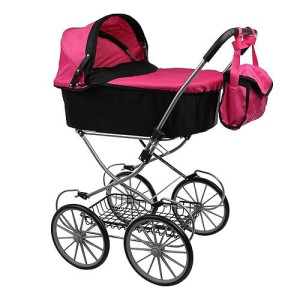 Mommy And Me Deluxe Doll Pram My Sweet Princess Doll Stroller With Basket, And Free Carriage Bag, 32" Tall