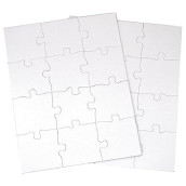 Inovart Puzzle-It 12-Piece Blank Puzzle, 24 Puzzles Per Package, 8-1/2" X 11", White