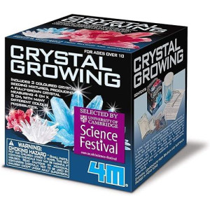 4M Crystal Growing Science Kit - 3 Colored Crystals - Easy Diy Stem Toys Lab Experiment Specimens, A Great Educational Gift For Kids & Teens, Boys & Girls Ages 10+