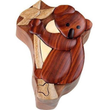 Wood Intarsia Puzzle Box - Koala Bear