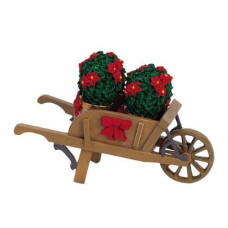 Lemax Christmas Village Collection Wheelbarrow With Poinsettias #64479