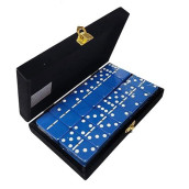 Marion & Co. Domino Double 6 Blue Jumbo Tournament Professional Size With Spinners In Elegant Black Velvet Box.