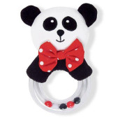 Baby Rattle In High-Contrast Black, White, Red - 5" Tall - Baby Rattle With Cute Panda Face - Perfect Size For Small Hands - Teach Baby To Grasp And Shake By Genius Baby Toys