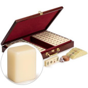 Yellow Mountain Imports Chinese Mahjong Game Set, The Classic - With 148 Medium Size Tiles And Vintage Rosewood Veneer Case (For Chinese Style Game Play)