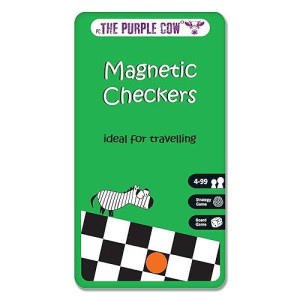 The Purple Cow Magnetic Travel Checkers Game - Board Games For Kids And Adults Great For Travel