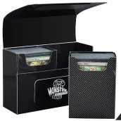 Monster Protectors Double Deck Box- Magnetic Locking Dual Trading Card Game Storage Case W Removable Compartments- Holds 150 Cards- Fits All Standard And Smaller Size Mtg And Tcgs - Black