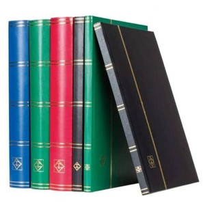 Lighthouse Stockbook Din A4, 32 Black Pages, Non-Padded Cover, Red