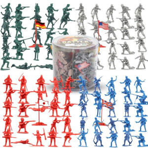Liberty Imports 200 Pcs Army Men Toy Soldiers Military Action Figures Bucket Set - World War Ii Little Plastic Action Figurines For Kids, Boys Imaginary Play Battles
