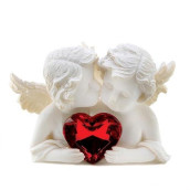 Furniture Creations Two In Love Cherub Angel Red Crystal Heart Figurine