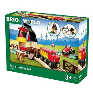 Brio 33719 Farm Railway Playset - Interactive Toy Train Set For Kids | Fsc-Certified Wood | Expandable Tracks | Promotes Skill Development