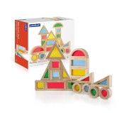 Guidecraft Jr. Rainbow Blocks 20 Piece Set: Kids Colorful Learning And Educational Toy