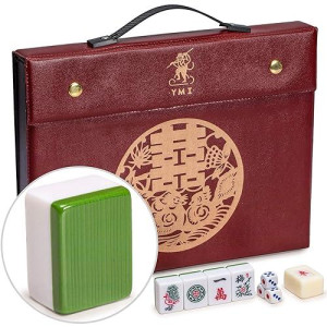 Yellow Mountain Imports Professional Chinese Mahjong Game Set, Double Happiness (Green) With 146 Medium Size Tiles - For Chinese Style Game Play [??????]