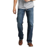 Silver Jeans Co. Men'S Zac Relaxed Fit Straight Leg Jeans, Dark Indigo, 33W X 32L