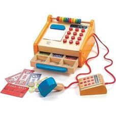 Hape Checkout Register Kid'S Wooden Pretend Play Set Yellow, L: 7.6, W: 7.9, H: 4.8 Inch