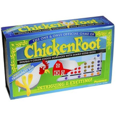 Dominoes Chicken Foot Double 9, Tournament Size Set With Colored Dots