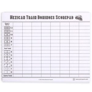 Yellow Mountain Imports Mexican Train Dominoes Scorepad - 50 Sheets