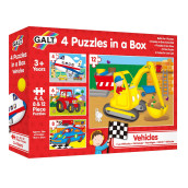 galt Toys, 4 Puzzles in a Box - Vehicle Themed, Multi SizedPiece Puzzles, Ages 3 Plus Years