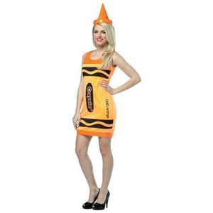 Crayola Tank Dress Adult Costume Neon Orange - Small/Medium