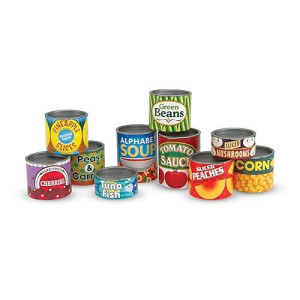 Melissa & Doug Lets Play House! Grocery Cans Play Food Kitchen Accessory - 10 Stackable Cans With Removable Lids