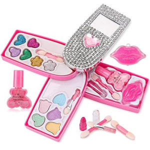 Petite Girls Cell Phone Shaped Cosmetics Play Set - Fashion Makeup Kit For Kids
