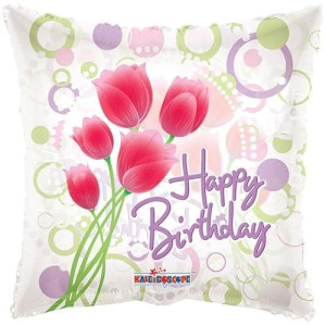Kelli'S Shop 18 Foil Balloon, Happy Birthday - Tulips Clear View (1 Ct)