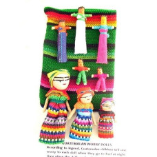 Large Guatemalan Worry Doll Pouch With Different Dolls