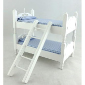 Dollhouse Miniature 1:12 Scale White And Blue Bunkbeds With Ladder #T5350