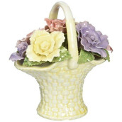 Cosmos 10228 Fine Porcelain Rose Flower Basket Figurine 4-38-inch