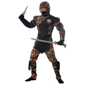 California Costumes Boys Special Ops Ninja Child Costume,Green/Brown