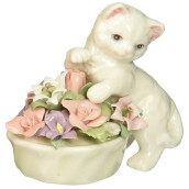 Cosmos 96475 Fine Porcelain Kitten With Flower Pot Figurine 3-inch