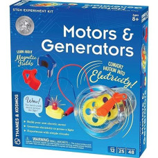 Thames & Kosmos Motors & Generators Science Kit | 25 Guided Stem Experiment Lessons | 48 Page Color Student Guide | Grades 3-6 | Ages 8+ | Play & Learn | Parents' Choice Silver Award Winner