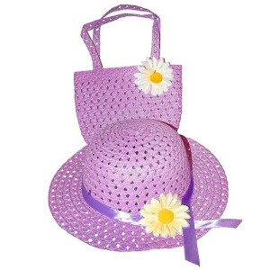 Girls Tea Party Hat And Purse Dress Up Set - Purple