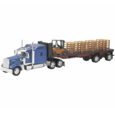 Kenworth Flatbed W/ Forklift And Pallet By New Ray