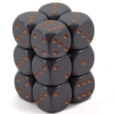 chessex Manufacturing 25620 Opaque Dark grey With copper - 16 mm Six Sided Dice Set Of 12
