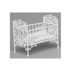 Town Square Miniatures Dollhouse Baby Crib, White Wire