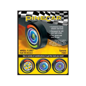 Woodland Scenics Pine Car Derby Wheel Flare Dry Transfer Decal-Fire Ball