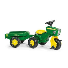 Rolly Toys John Deere 3-Wheel Trac With Trailer Ride On, Green/Yellow (52769)