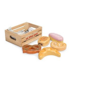 Le Toy Van - Educational Wooden Honeybee Market Baker'S Basket Crate | Wood Play Food | Supermarket Pretend Play Shop Food