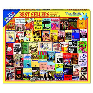 White Mountain Puzzles "Best Sellers", Vintage Book Covers Collage, 1000 Piece Jigsaw Puzzle