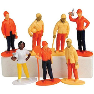 U S Toy construction Worker Toy Figures (1 Dozen), White Blue Yellow, 3 (2466)