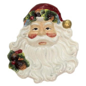 Cosmos Gifts Evergreen Holiday Santa Plate, 9 by 2 by 7-3/8-Inch