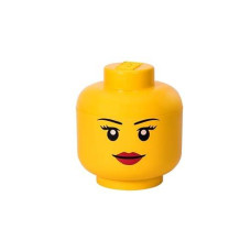 Lego Storage Head, Large, Girl, 9-1/2 X 9-1/2 X 10-3/4 Inches, Yellow